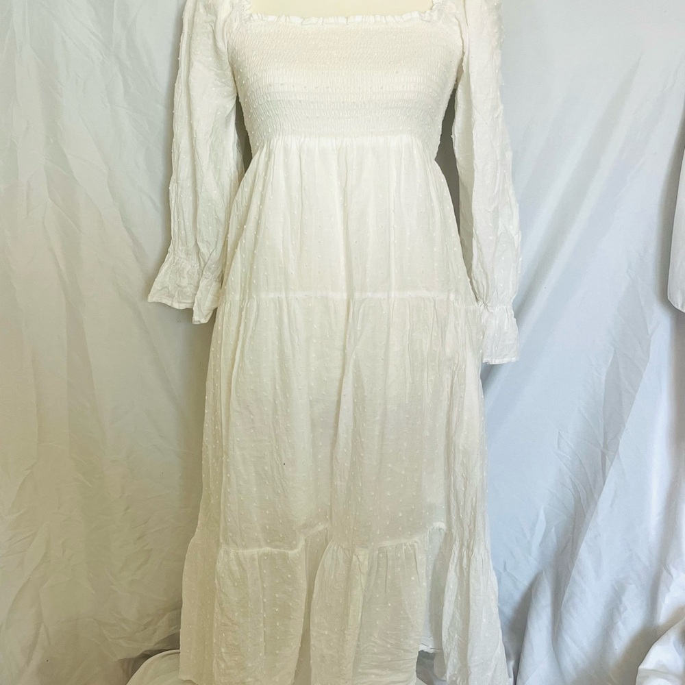 Chic Long Sleeve White Dress